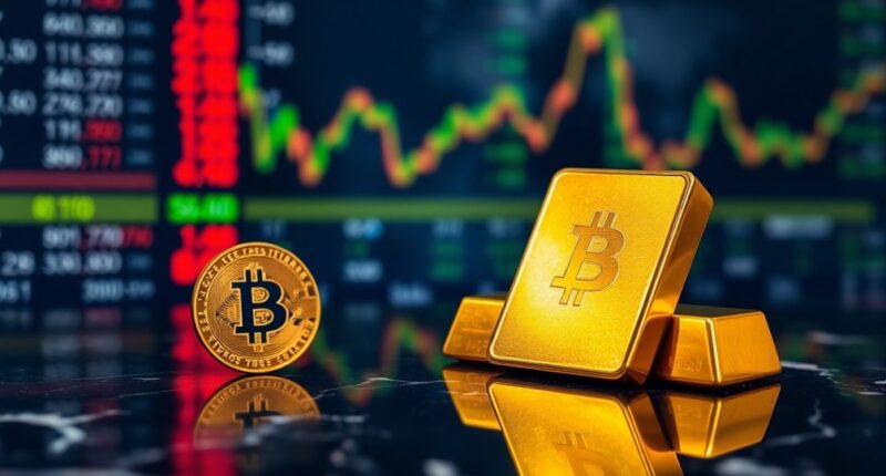 gold rises bitcoin falters