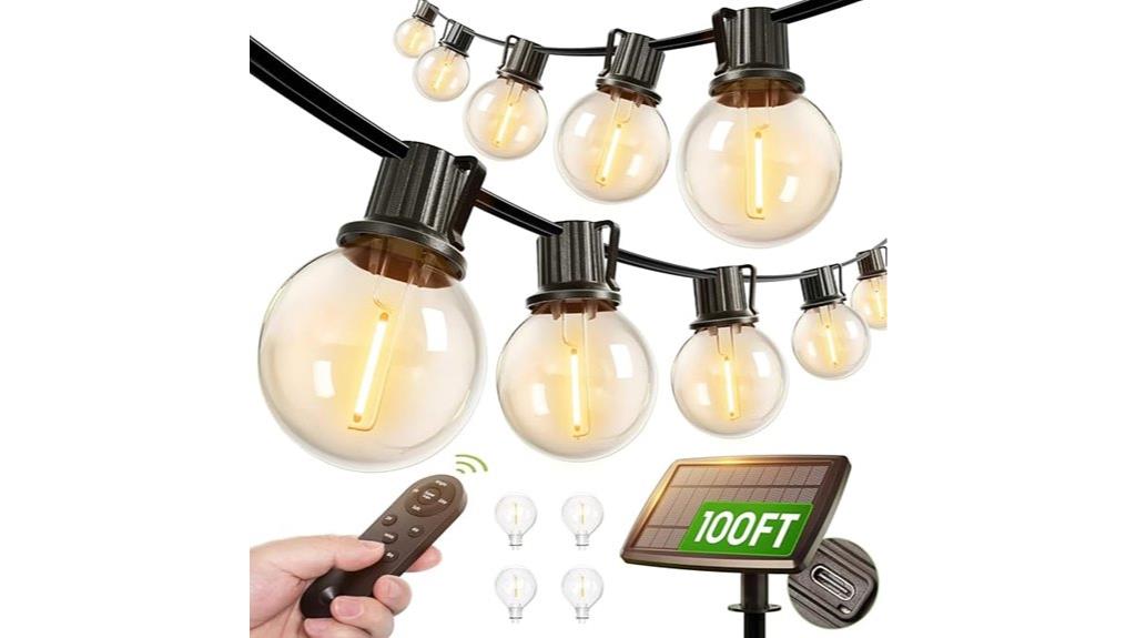 100ft outdoor solar string lights