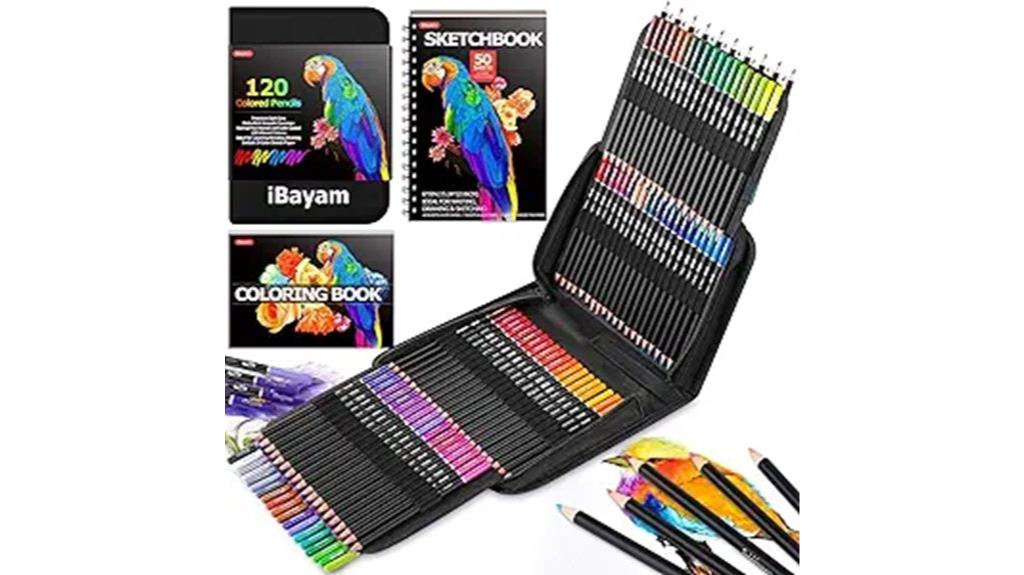 colorful pencils and sketchbook