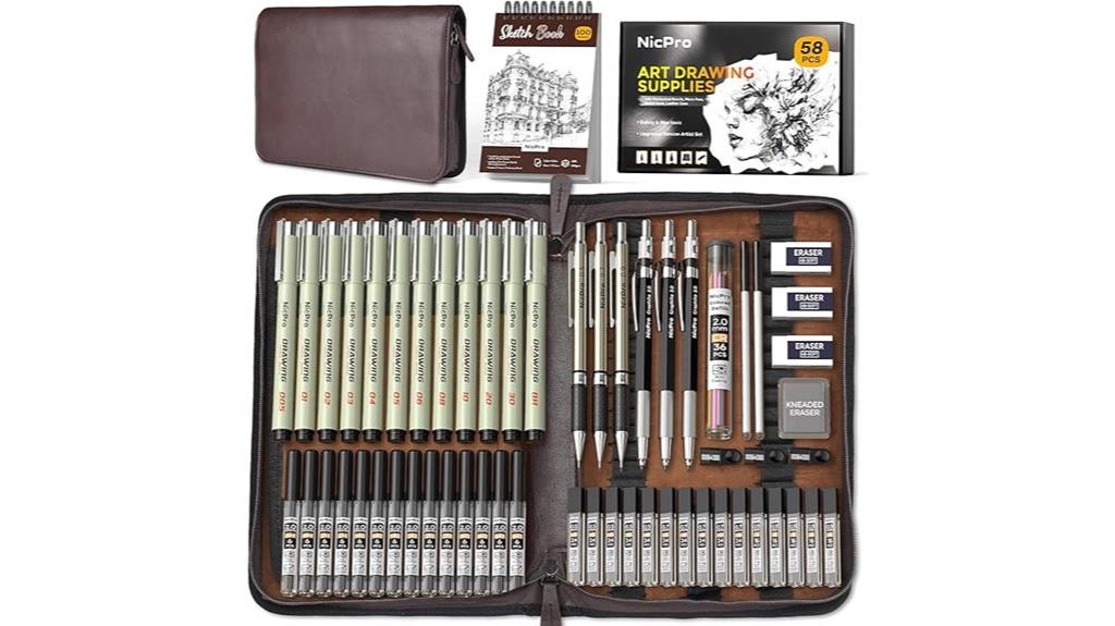 leather case drawing supplies