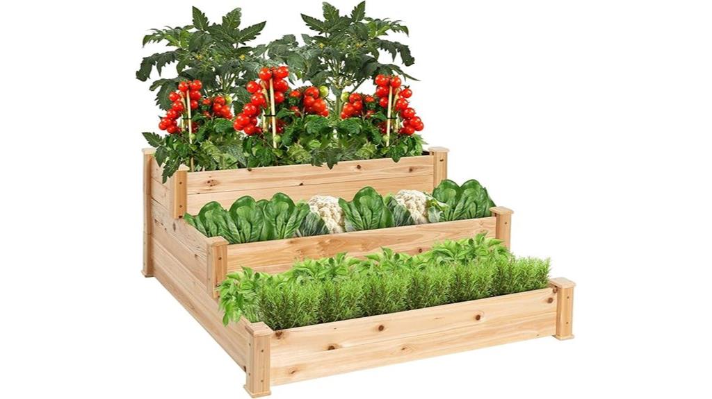 multi tier wooden garden bed