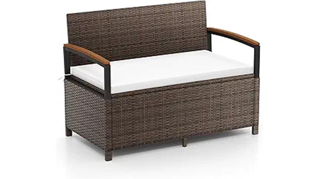outdoor storage bench with cushion