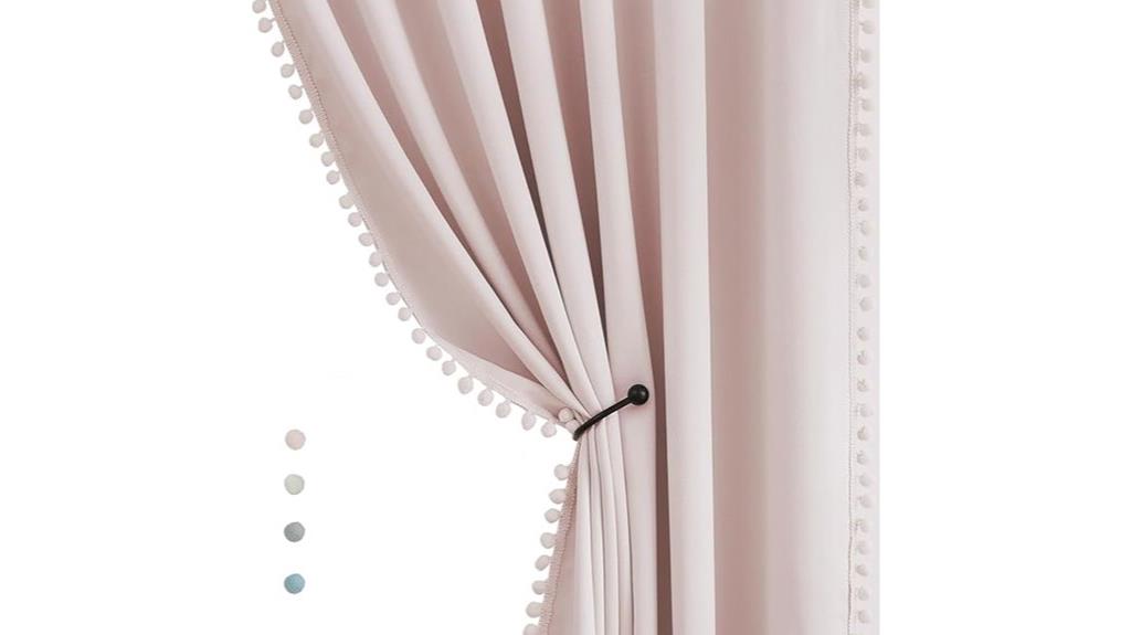 pink pompom bedroom curtains