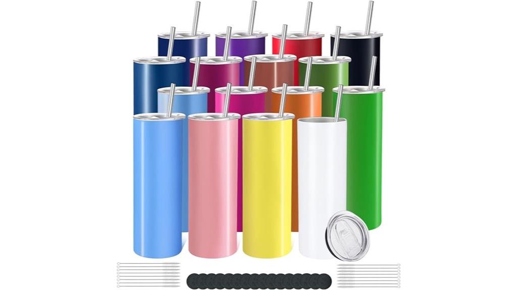 sixteen stainless tumblers