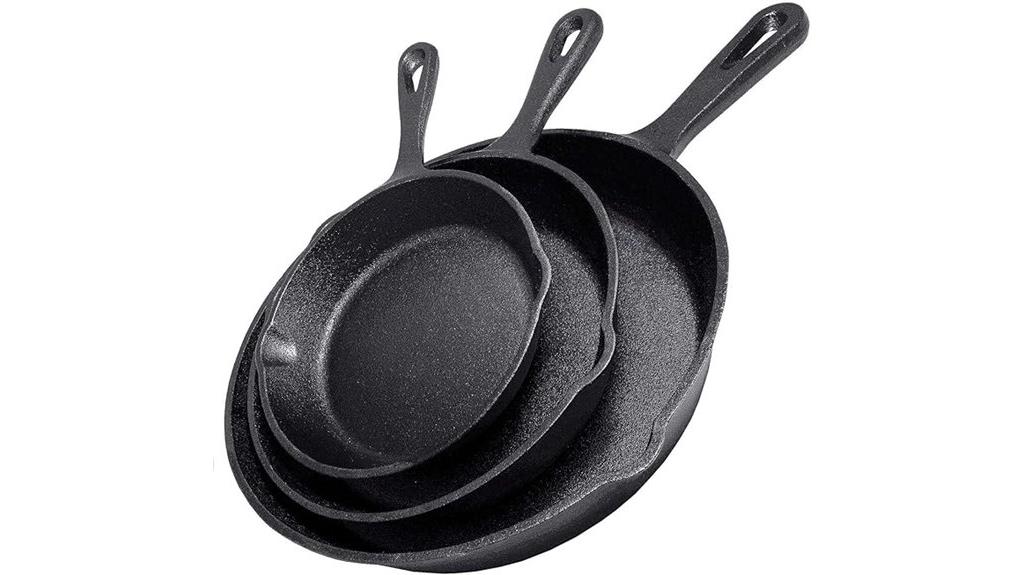 three piece cast iron cookware