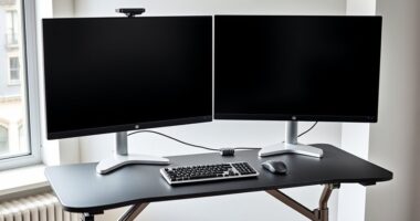 top dual monitor sit stand converters