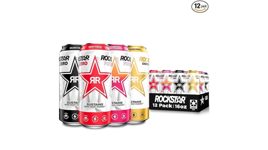 twelve 16oz rockstar cans