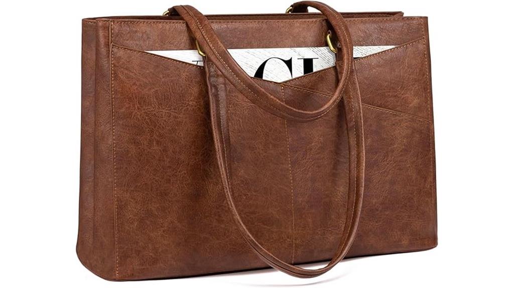 waterproof leather laptop tote