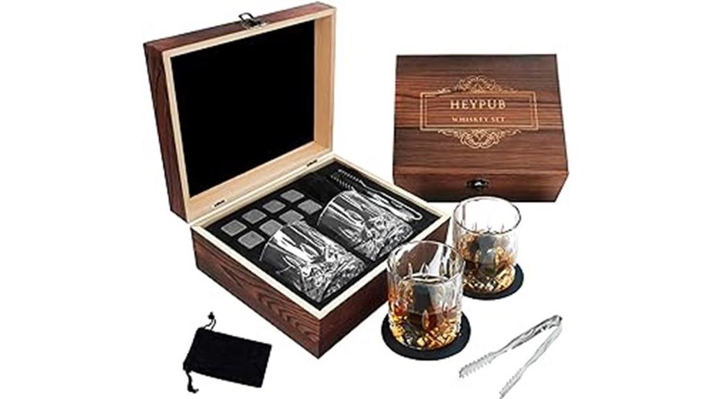 whiskey stones with glasses